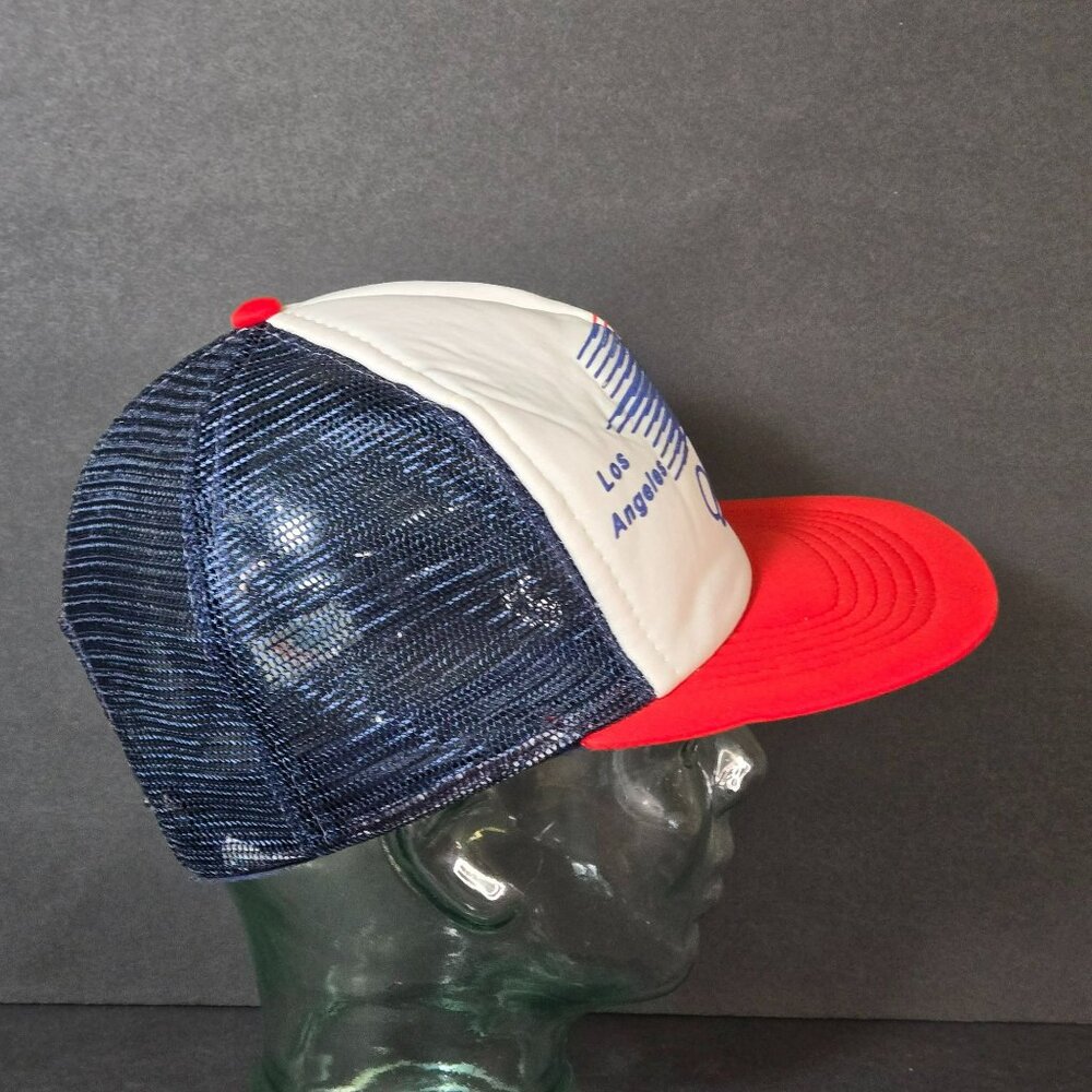 Vintage 1984 Los Angeles Olympics Mesh Trucker Hat Red White Blue Snapback - Picture 6 of 12